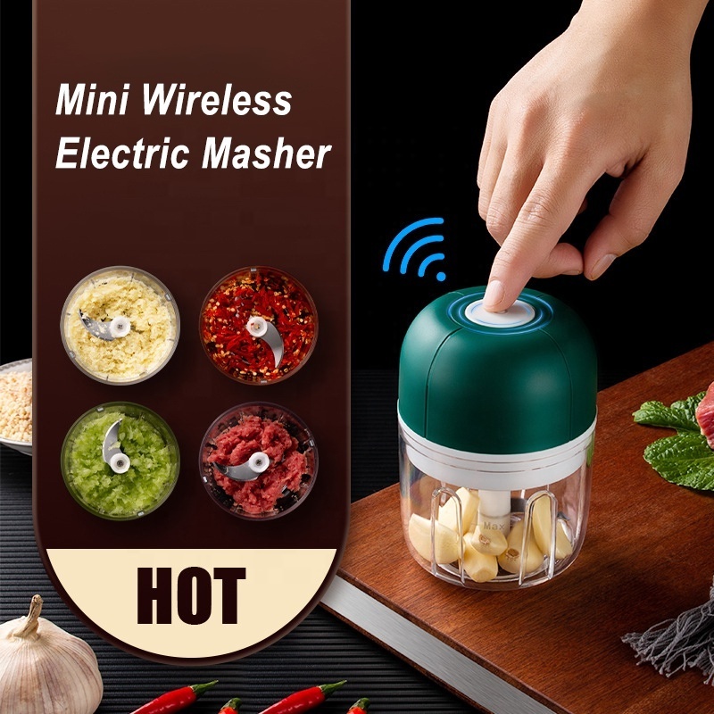 100/250ml Portable usb wireless electric meat mincer Food grinder mini  chili blender crusher electric garlic masher