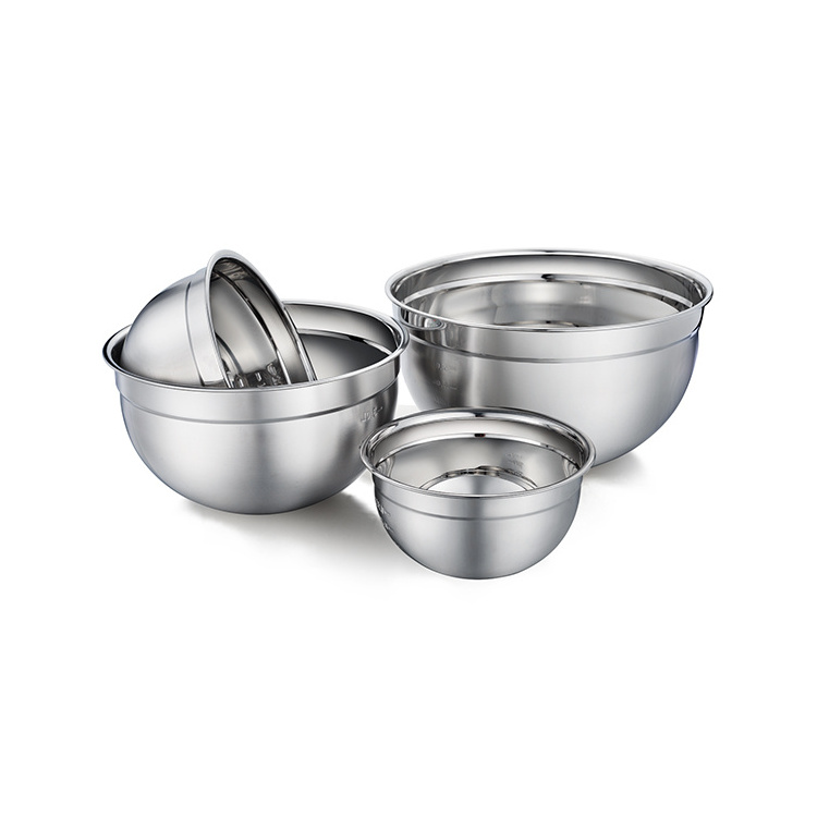 5pcs Stainless Steel Salad Bowl kitchen cooking Space Saving Storage metal Mixing Nesting Bowls Set with Airtight Lids