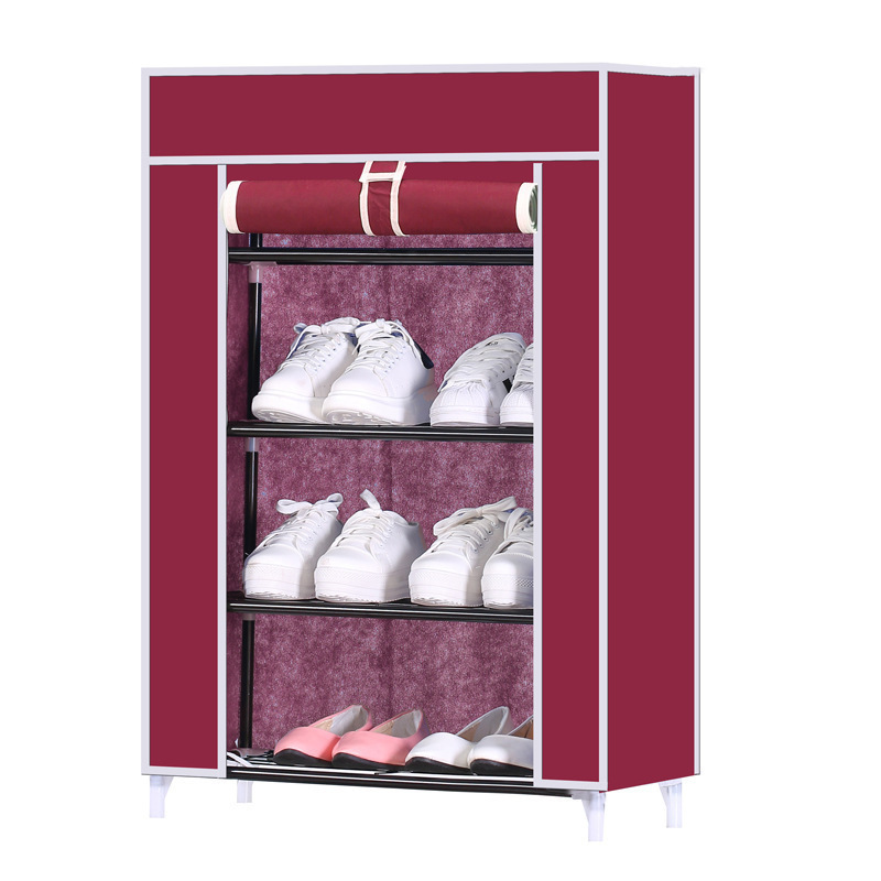 Free Standing 4 5 Tiers Shoe Rack Dustproof Cover Non-woven Fabric Shoe Tower Organizer Storage Shelf Cabinet