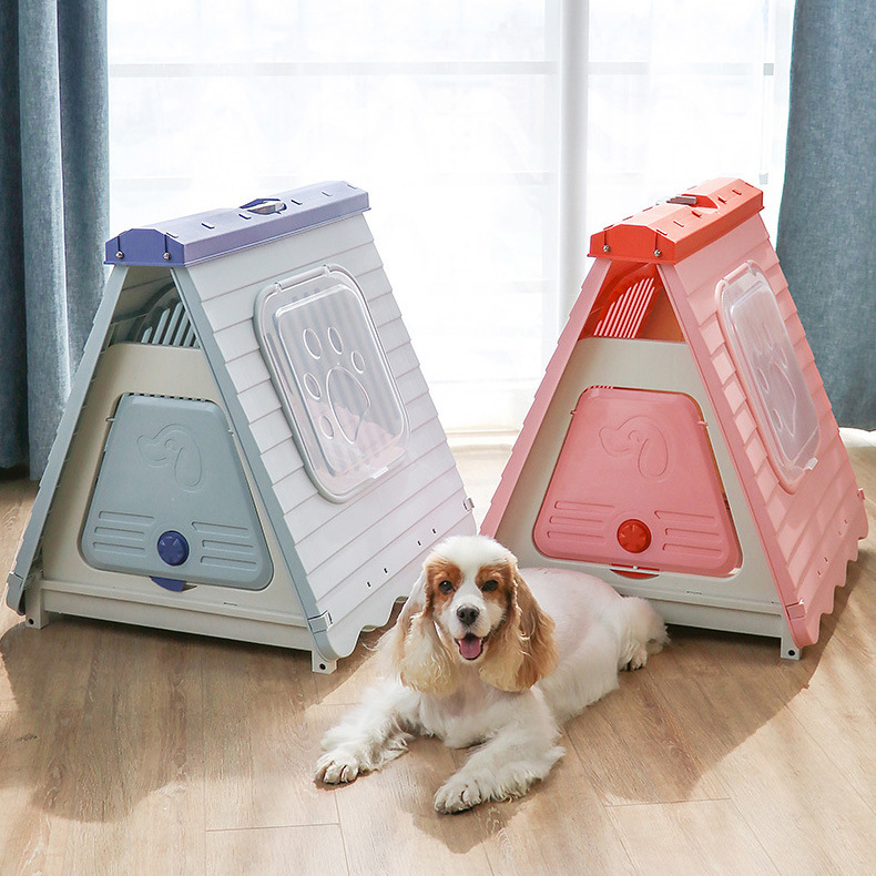 Portable collapsible foldable Tent shape Indoor outdoor plastic waterproof folding pet cat Dog House with window and door