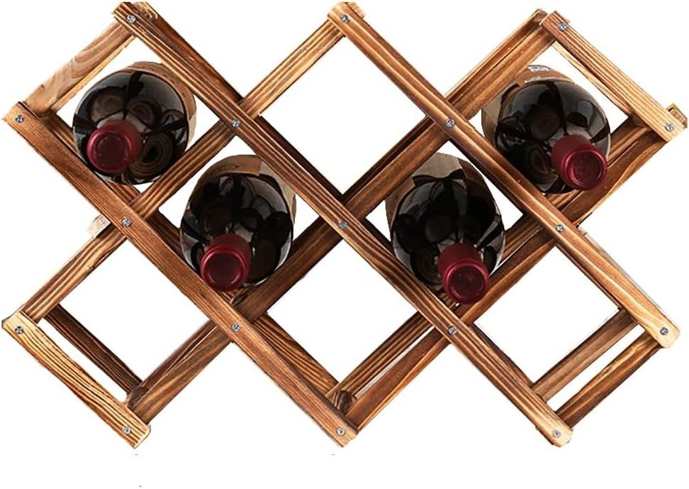 Free Standing Wooden Wine Rack Foldable Countertop Bottle Holder organizer Cabinets Shelf for Cellar Pantry 3-10 Bottle