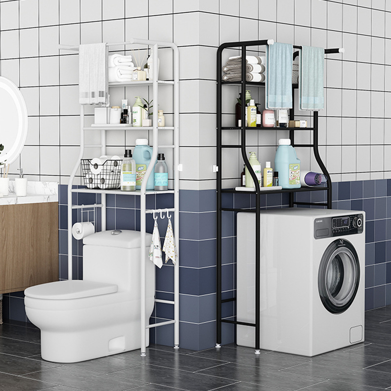 Bathroom Organizer Stand Space Saver Shelving 3-Tier Laundry Room Shelf Over The Toilet Washing Machine Storage Rack