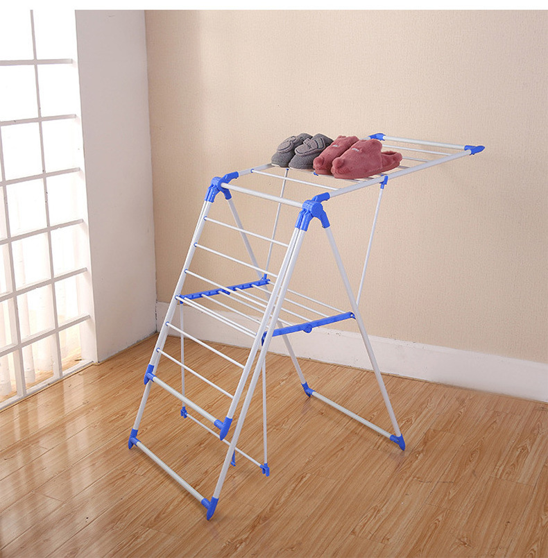 Adjustable Height Indoor Airer Laundry Stand Foldable folding Standing Gullwing Metal Clothes Drying Rack