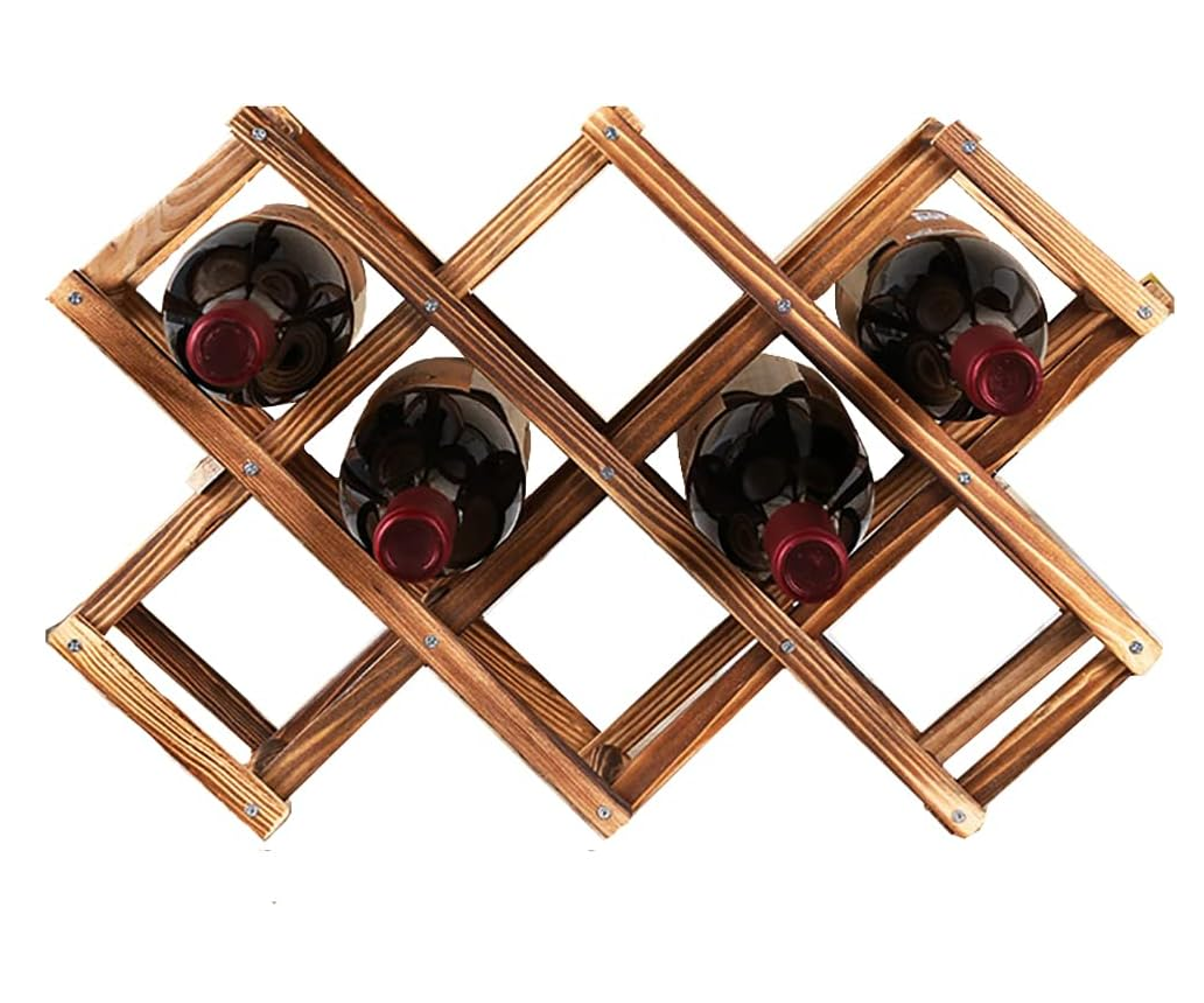 Free Standing Wooden Wine Rack Foldable Countertop Bottle Holder organizer Cabinets Shelf for Cellar Pantry 3-10 Bottle