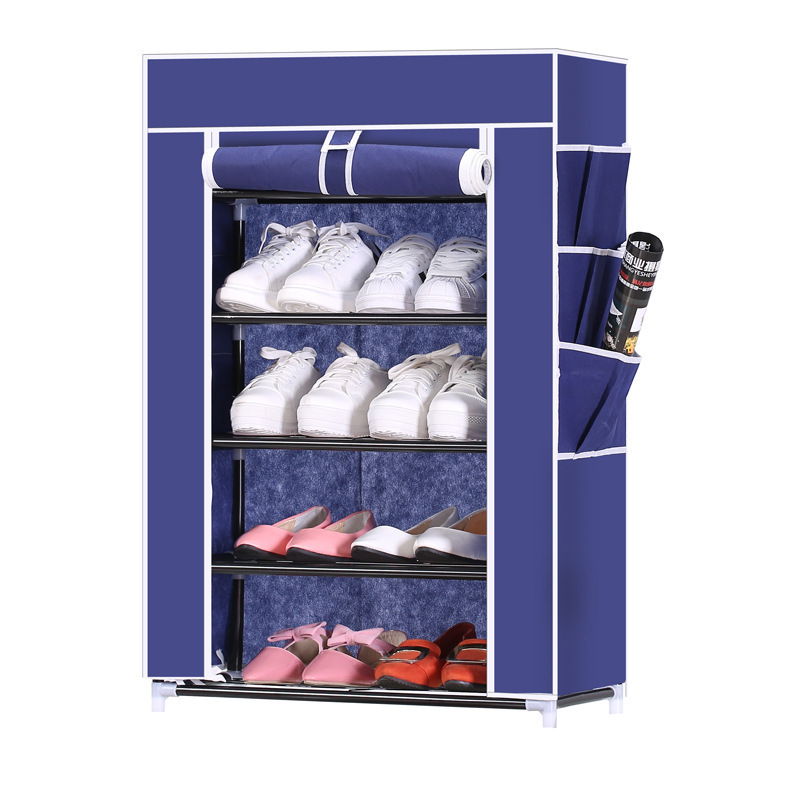 Free Standing 4 5 Tiers Shoe Rack Dustproof Cover Non-woven Fabric Shoe Tower Organizer Storage Shelf Cabinet