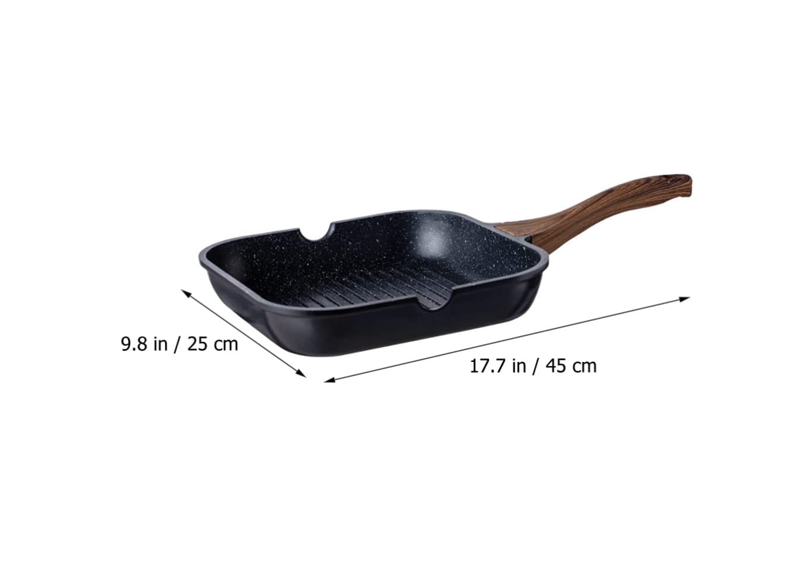 2024 New Style Striped Multi functional Egg Pot Non- Stick Grill Cast Iron Skillet Frying Pan with Wood Handle for Steak Cooking