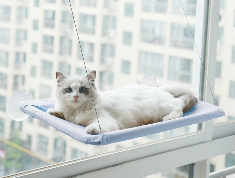 Safety Cat Bed Shelves Space Saving Window Mounted Seat Hammock Cat Window Perch for Large Cats Suitable for Glass Tiles