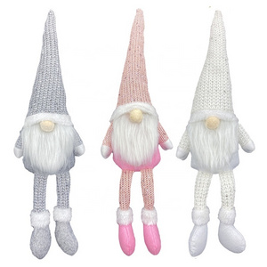 Christmas decoration table Decor ornament Handmade sequin knit Nordic Long Leg Santa Gnome Tomte doll