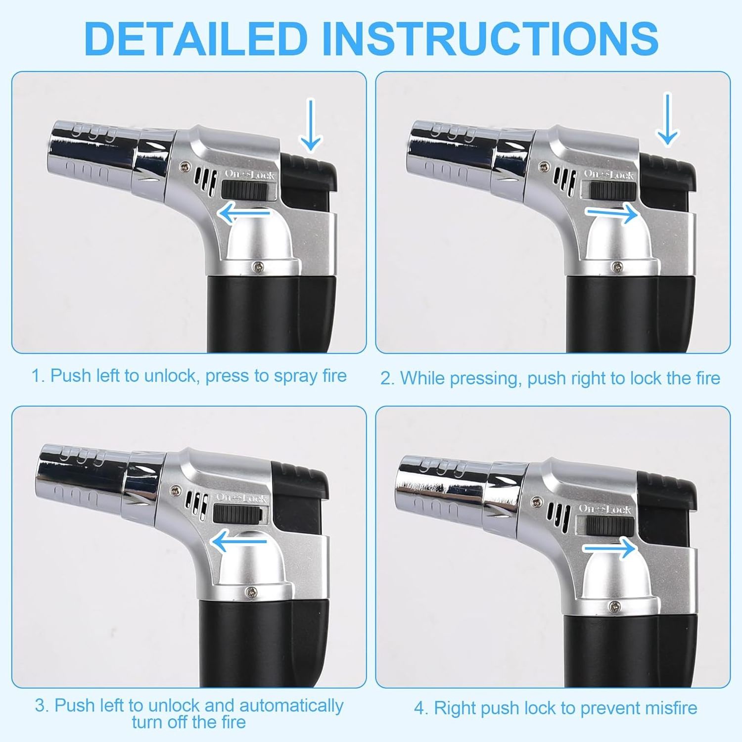 Butane Gas Not Included Refillable Soldering Torch Kitchen Torch Lighter with Safety Lock and Adjustable Flame