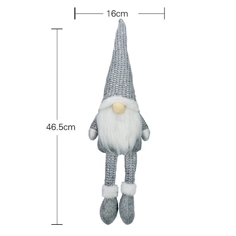 Christmas decoration table Decor ornament Handmade sequin knit Nordic Long Leg Santa Gnome Tomte doll