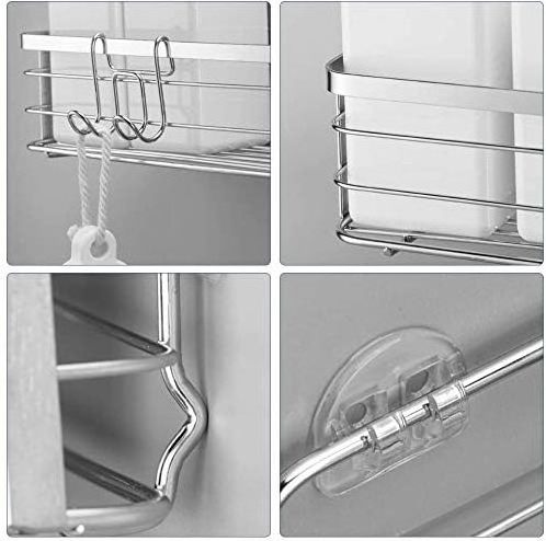 Factory New Design 2 Pack Large Capacity Wall Mounted No Drilling Bathroom Organizer Adhesive Shower Shelf Rack Shower Caddy