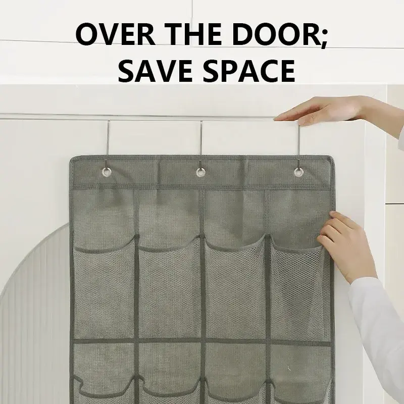 Space Saving Foldable 24 Mesh Pockets Cheap Large Over The Door Hanging Shoe Closet Organizer Storage Bags