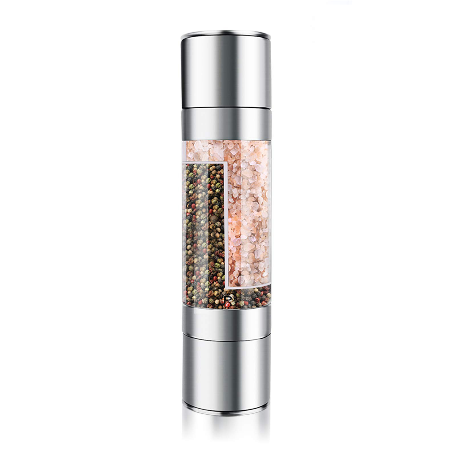 Adjustable Coarseness 2 in 1 Dual head Manual Stainless Steel Salt Pepper Mill Herb Spice Grinder Shakers Refillable Grinder