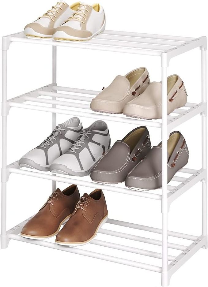 Vertical Storage Shoe Shelf Rack Sturdy Oven Strong Stand Metal Shelves Organizer for Kitchen Closets Entryway