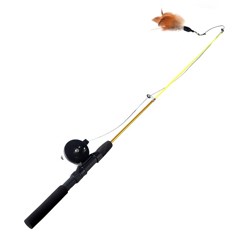 Pet Pulley Take-up Cat Toy Three-section Fishing Rod Retractable Funny Cat Stick