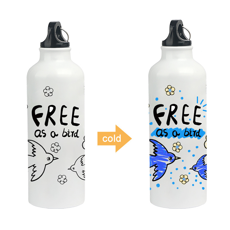 Wholesale recycled drinking magic cold color changing custom logo 500ml sport aluminum water bottle for water