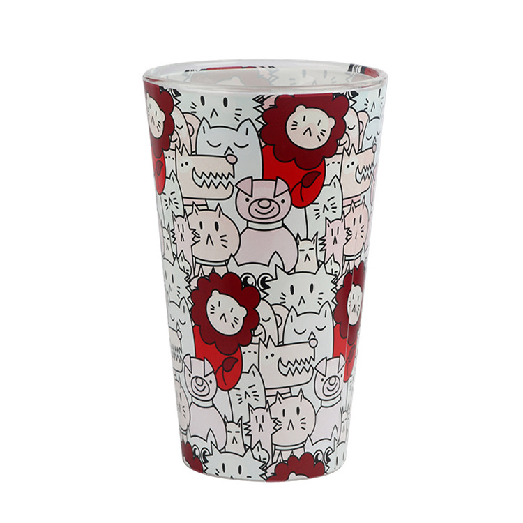 Color changing cartoon 16oz glass water cup with design