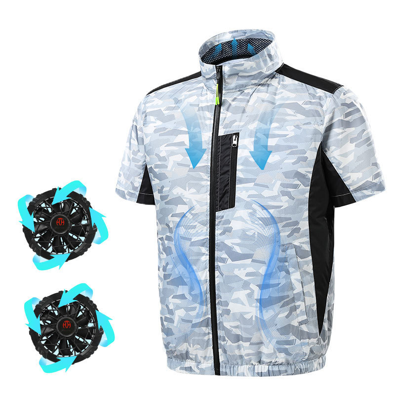 Summer  Rechargeable T-Shirt Air Condition Work Clothes Fan Cooling Construction Jacket