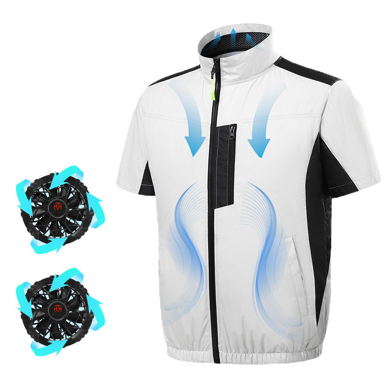 Summer  Rechargeable T-Shirt Air Condition Work Clothes Fan Cooling Construction Jacket