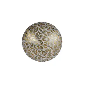 Moroccan Inspired White & Gold Patterned Brass Knob 1Pc by MUGHALCRAFTS