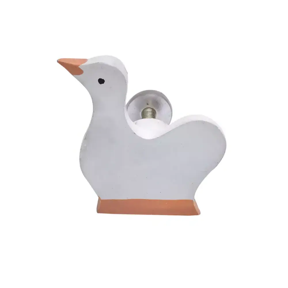 Handmade White Wooden Duck Dresser Knob / Cabinet Knob by MUGHALCRAFTS