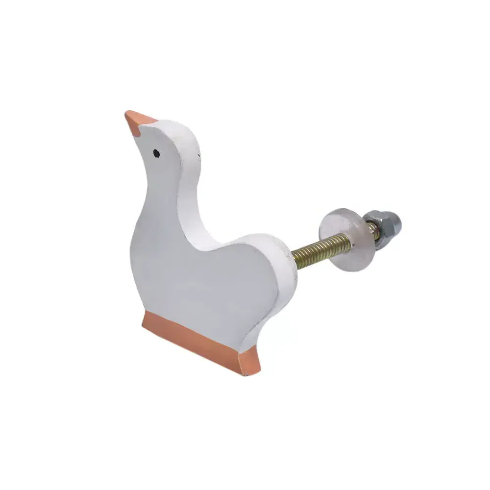 Handmade White Wooden Duck Dresser Knob / Cabinet Knob by MUGHALCRAFTS