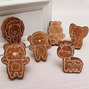 Brown Wooden Cute Animal Cabinet Knobs for Kids Drawer Knob by MUGHALCRAFTS