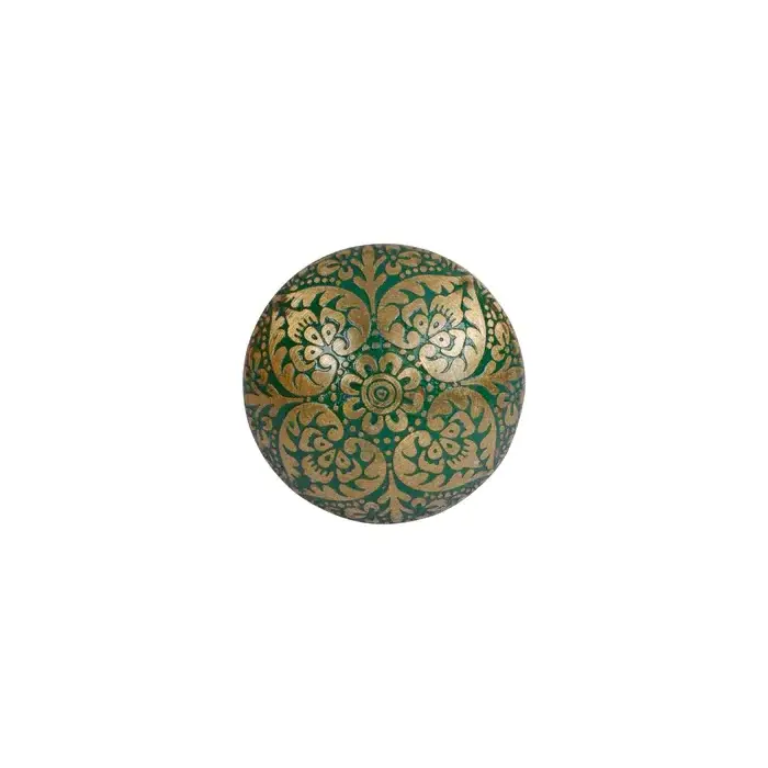 Golden Brass Knob With Etched Green & Blue Filled Brass Heart Design 1PC by MUGHALCRAFTS