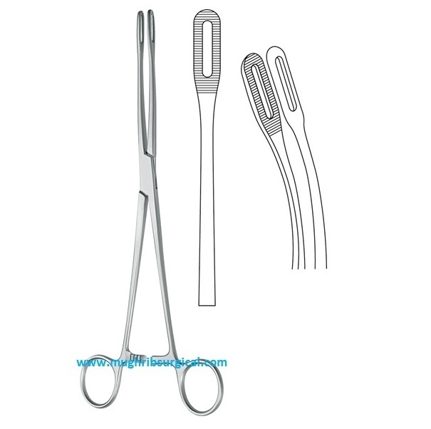 Foerster Sponge holding Forceps Slim Serrated jaw Straight 25cm polypus and Dressing Forceps