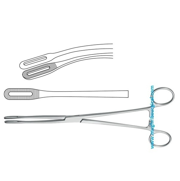 Foerster Sponge holding Forceps Slim Serrated jaw Straight 25cm polypus and Dressing Forceps