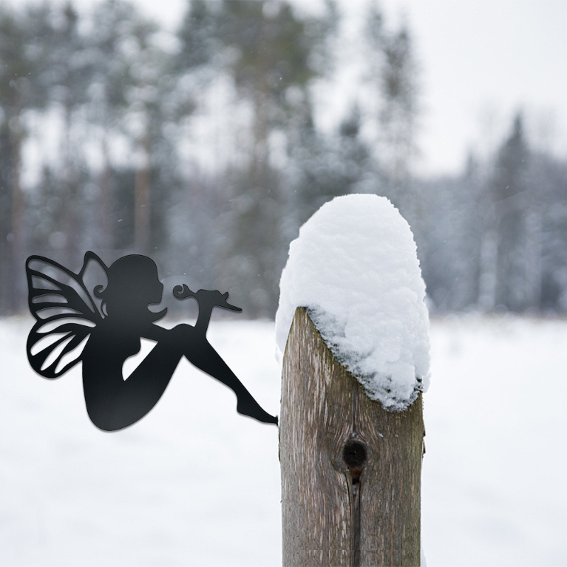 Unique Metal Garden Decor Butterfly Fairy Silhouette Sculpture for Courtyard