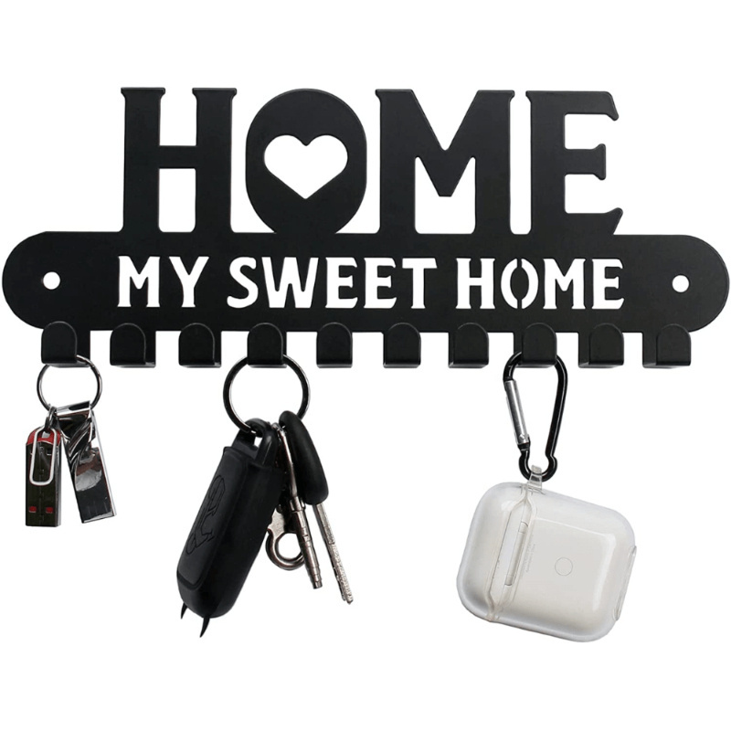 Elegant Black Metal Wall Hangers with Keys Stylish Home Decor for Front Door and Garage 1PC Sweet Wall Decoration Set