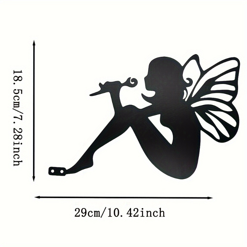 1 pc Butterfly Fairy's silhouette on a tree branch, steel wall art, metal sculpture pile decoration, outdoor garden, courtyard