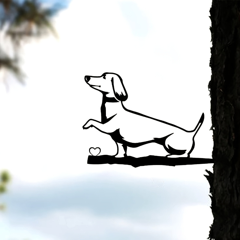 Whimsical Sausage Dog Design Metal Wall Hanging for Outdoor Garden Decor