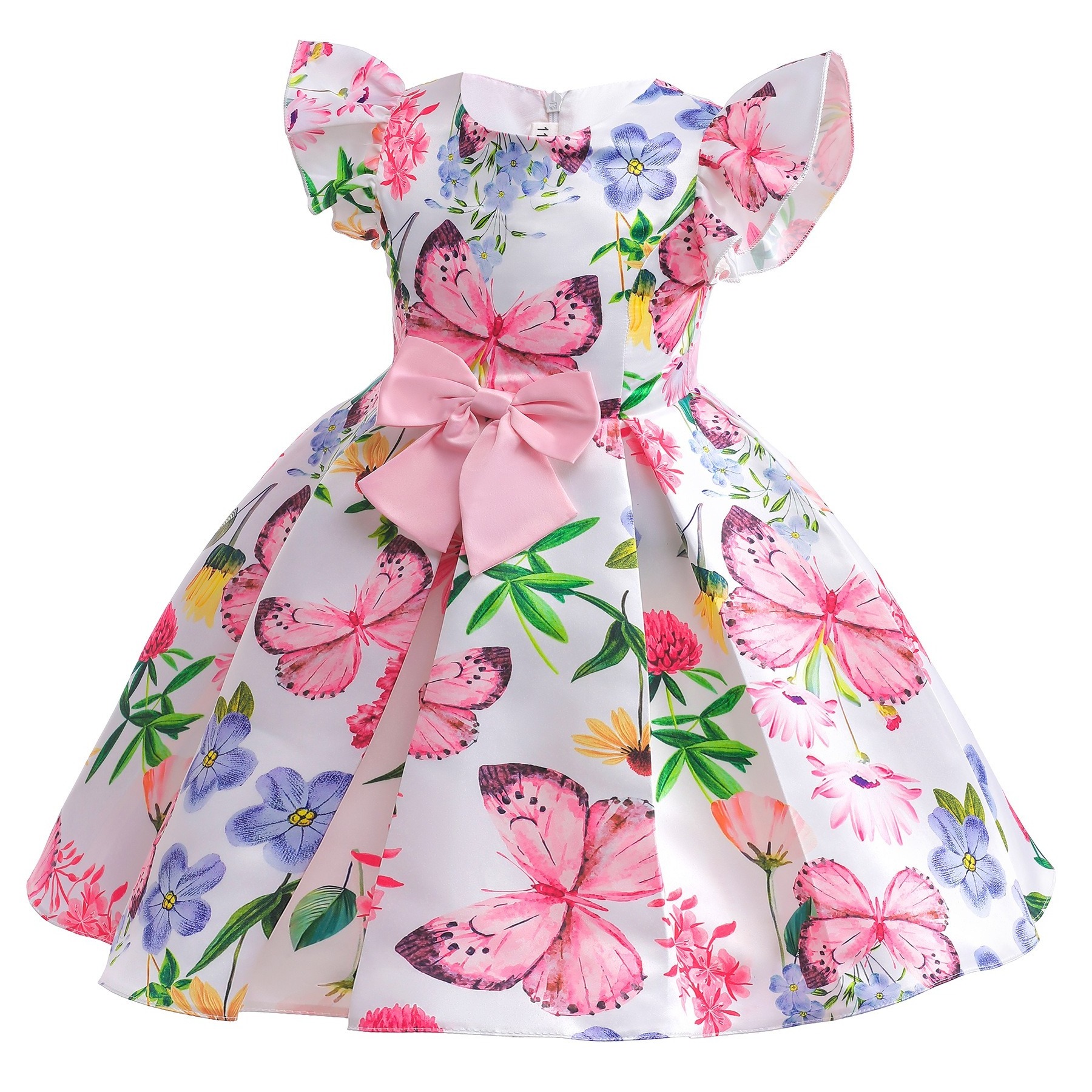 Girl's Dress 2023 Little Girls Floral Princess Skirt Children's Rose Embroidered Print Flower Dresses C0084