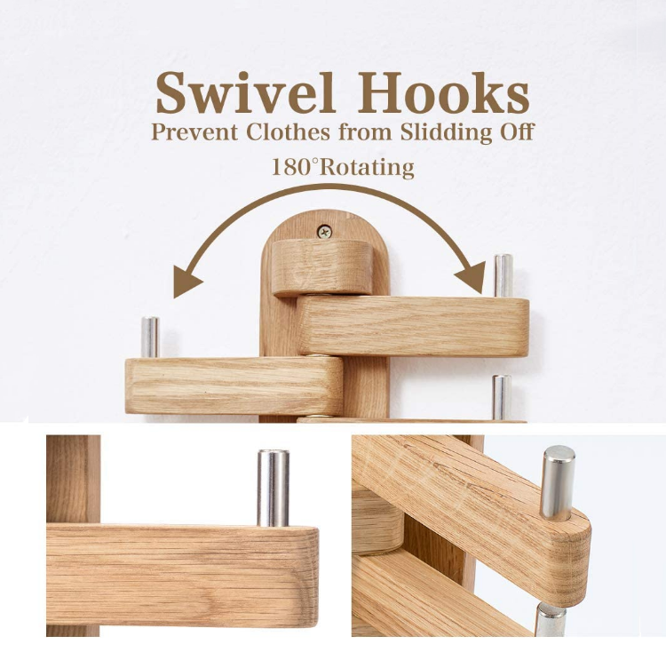 Rotatable Key Wood Screw Storage Wooden Swivel Snap Hanger Wall Hook For Household