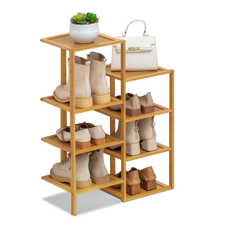 Natural bamboo multi-layer shoe rack Household multi-layer storage rack simple modern shoe rack