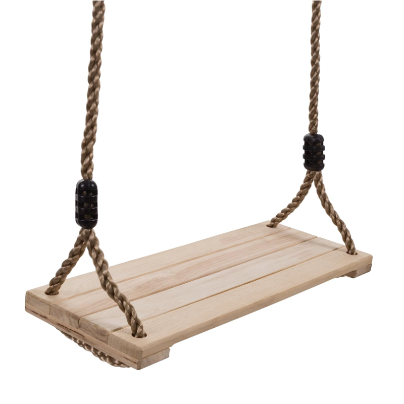 Safe Outdoor Backyard Wood Swing Karachi Seat Wooden Tree Hanging Swing With Rope