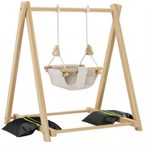 Montessori Solid Wood Foldable Toddler Indoor Swing Set High Quality Wholesale Swing Sets Playground Outdoor Kids