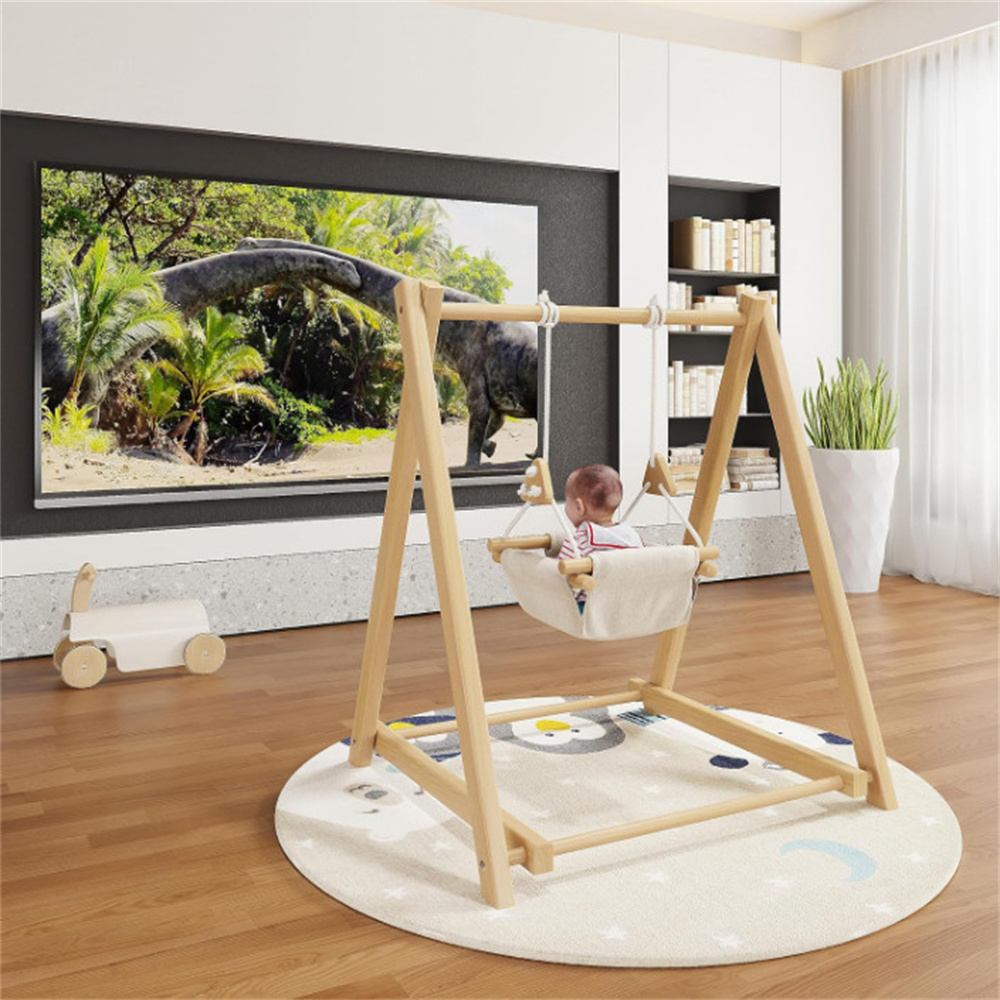 Montessori Solid Wood Foldable Toddler Indoor Swing Set High Quality Wholesale Swing Sets Playground Outdoor Kids