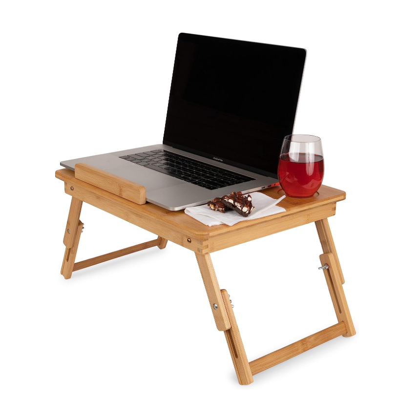 Eco-Friendly Bamboo Folding Adjustable Laptop Breakfast Tray Desk Laptop Table Tray