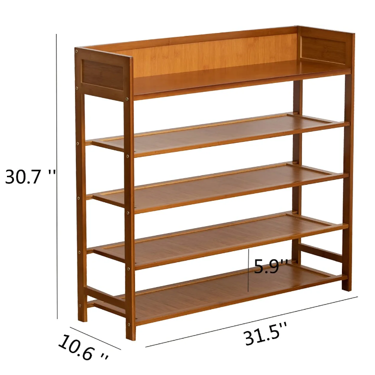 5 tier shoe shelf storage entryway hallway brown shoe rack organizer