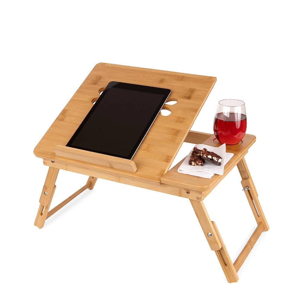 Eco-Friendly Bamboo Folding Adjustable Laptop Breakfast Tray Desk Laptop Table Tray