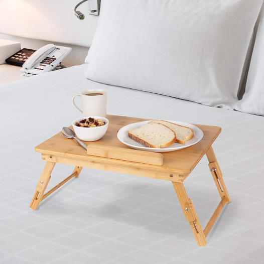 Eco-Friendly Bamboo Folding Adjustable Laptop Breakfast Tray Desk Laptop Table Tray