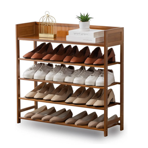 5 tier shoe shelf storage entryway hallway brown shoe rack organizer