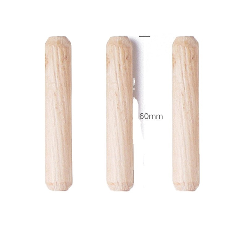 50pcs wooden Dowel Pins Cabinet Drawer Round Fluted DIY Woodworking for Dowel Jigs drill