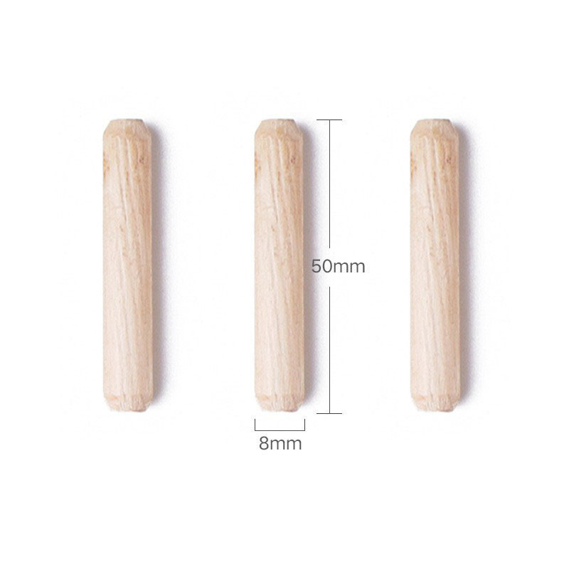 50pcs wooden Dowel Pins Cabinet Drawer Round Fluted DIY Woodworking for Dowel Jigs drill