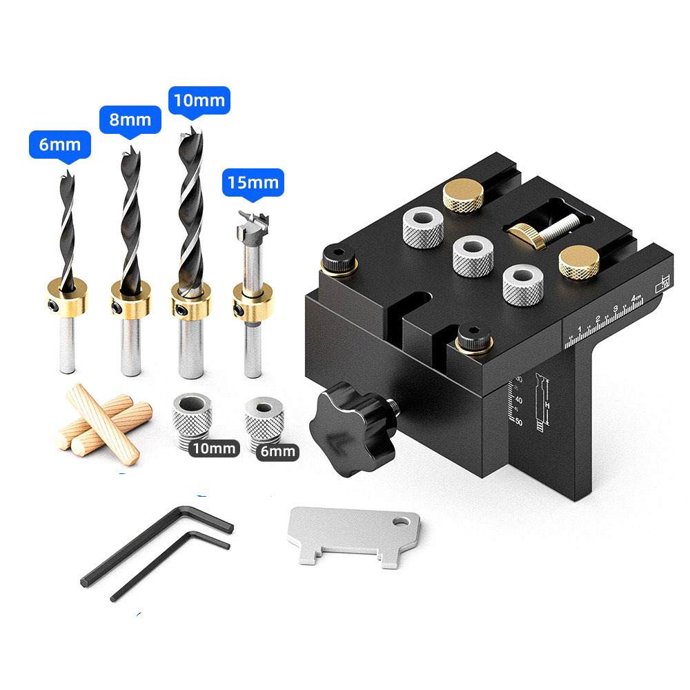 3 in 1 Doweling Jig Kit Pocket Hole Jig Drilling Guide Locator For Furniture Connecting Hole Puncher Tool For Woodworking