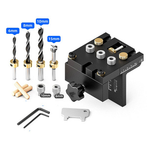 3 in 1 Doweling Jig Kit Pocket Hole Jig Drilling Guide Locator For Furniture Connecting Hole Puncher Tool For Woodworking