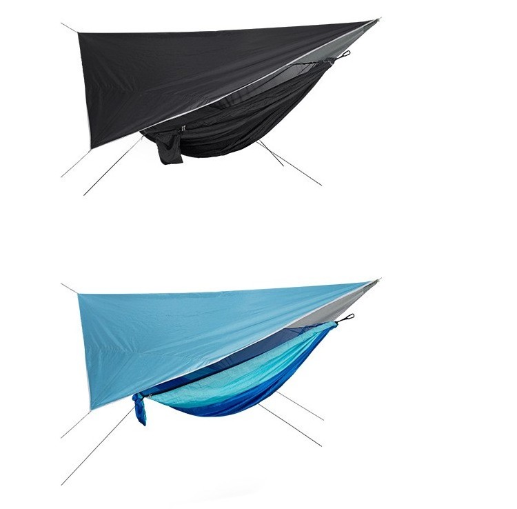 Outdoor mosquito net hammock canopy set folding camping hammock with waterproof sunshade canopy